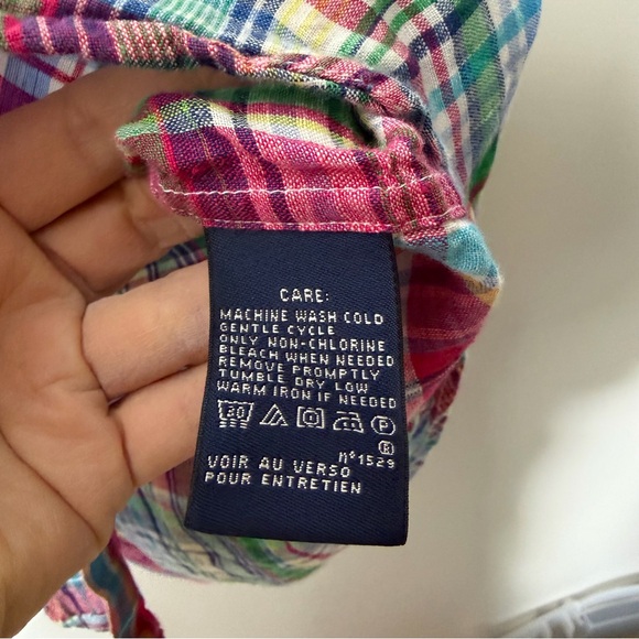 Ralph Lauren Sport Plaid 100% Linen Long Sleeve Button Down Shirt Collared 843 - Picture 6 of 9